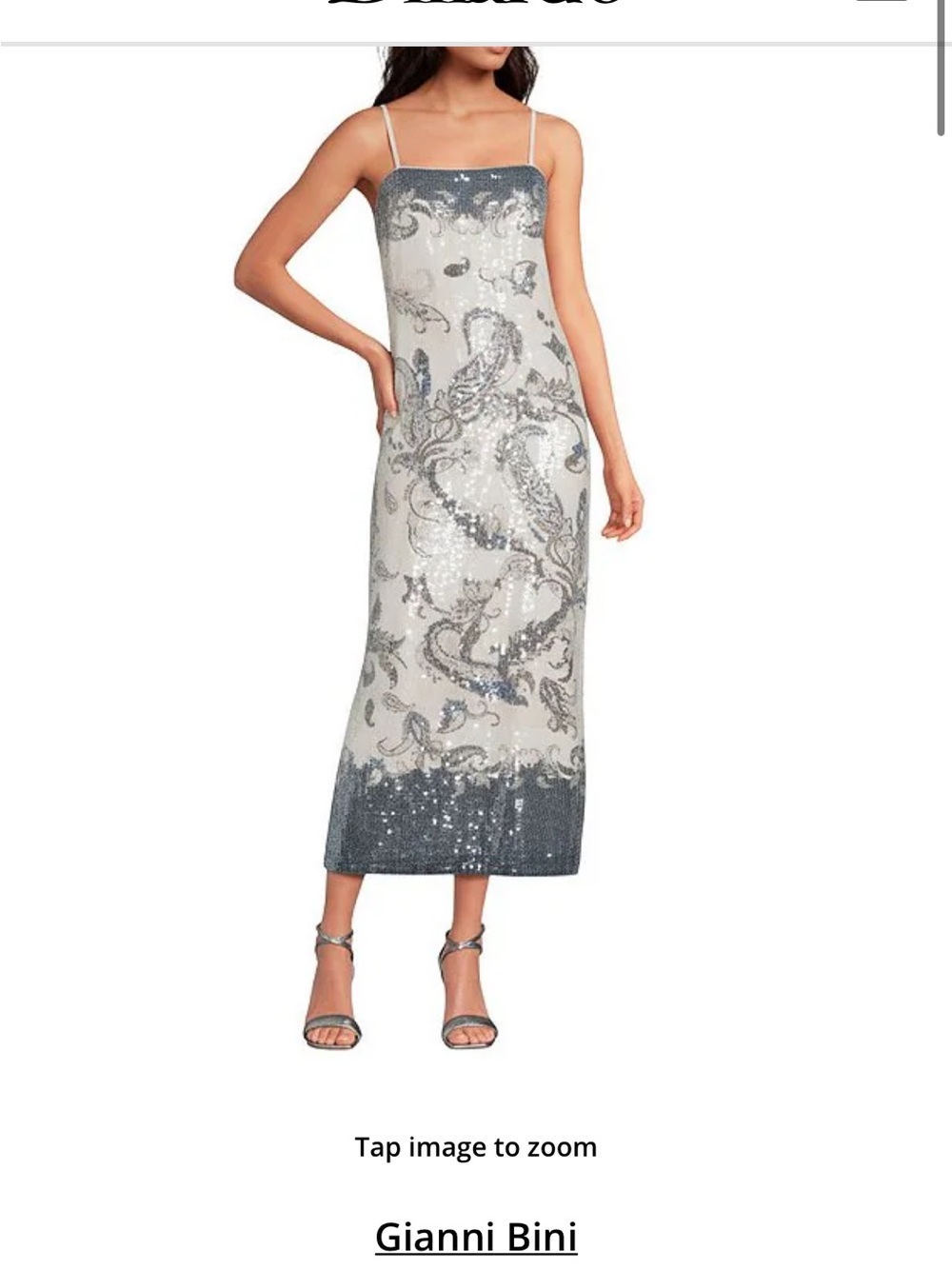 Gianni Bini Silver and White Sequin Midi Slip Dress